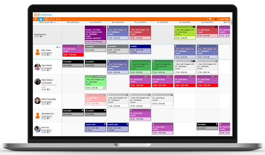 screenshot of Sirenum Staff Management Platform